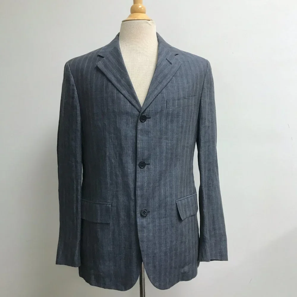 TED BAKER JEAN gray stripe linen blazer 4 38 40 new vintage